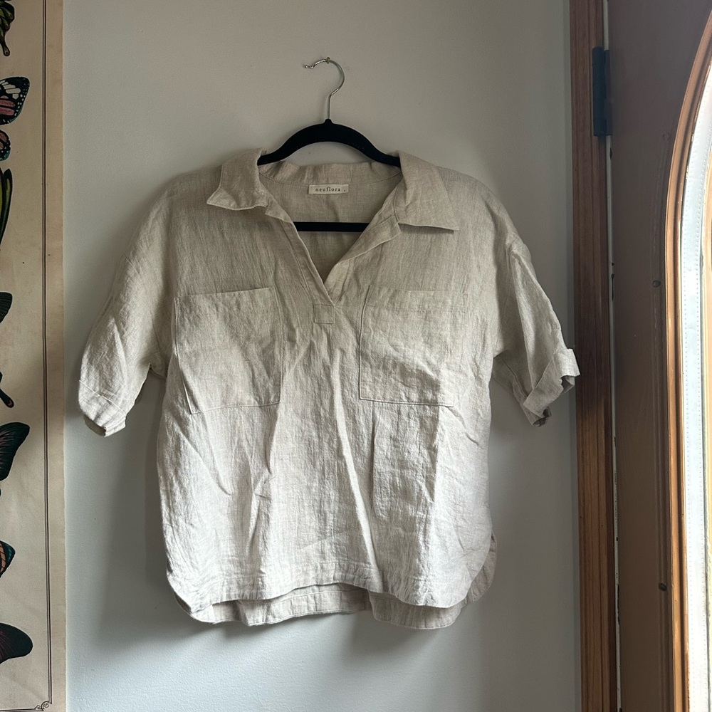 Neuflora Beige Linen Top